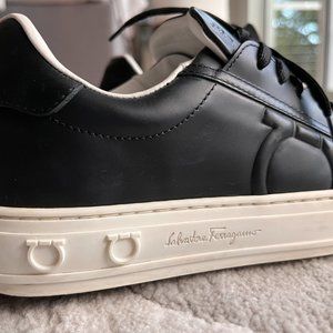 Salvatore Ferragamo Borg Black Leather Sneakers